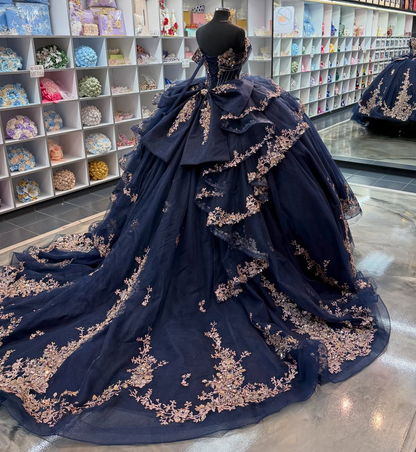 Luxury Lace Crystal Beaded Off Shoulder Quinceanera Dresses for Sweet 15 Party HE1565