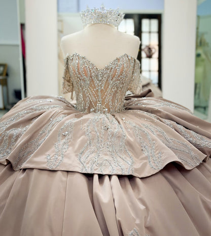 Vestidos de quinceañera con hombros descubiertos, tul princesa, apliques, vestidos de quinceañera HE530