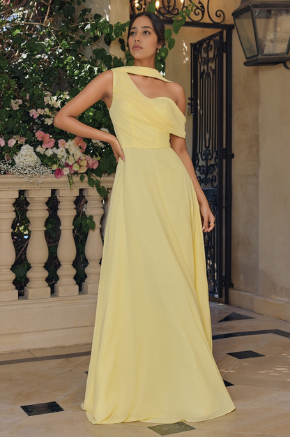 Off Shoulder Chiffon Bridesmaid Dresses Long A Line Pleated Wedding Guest Dresses HE1627