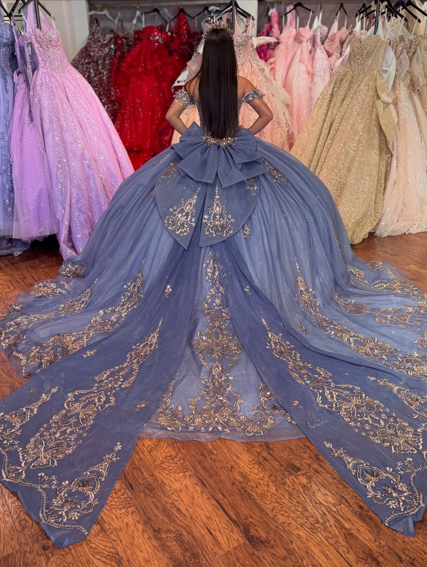 Ball Gown Tulle Crystal Appliqued Quinceanera Dresses Princess Sweet 16 Birthday Gown HE1463