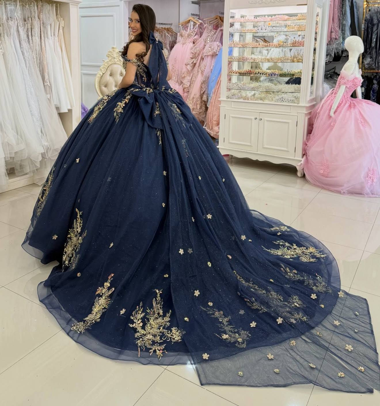 Vestidos de quinceañera con hombros descubiertos, tul princesa, apliques, vestidos de quinceañera HE530