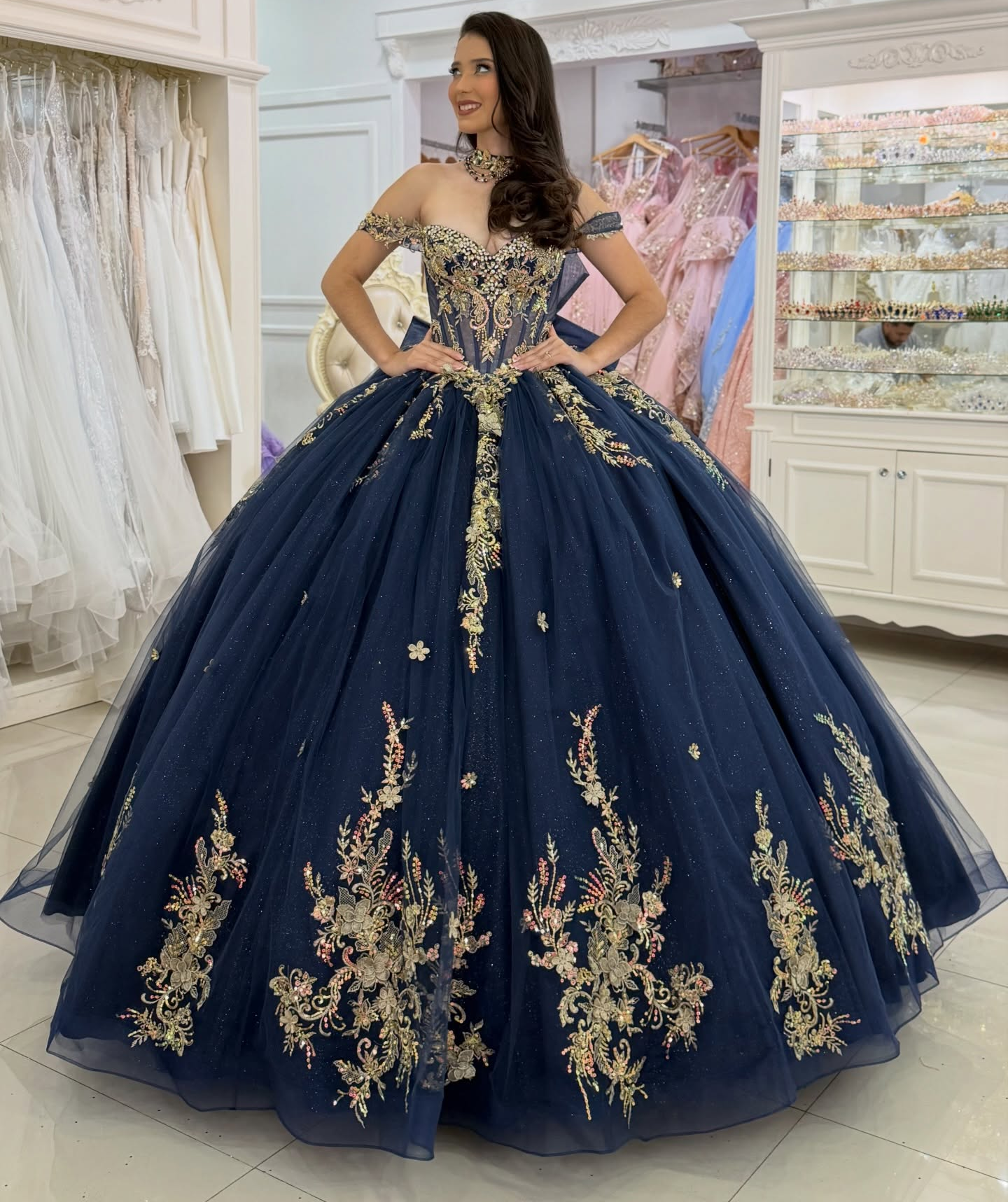 Vestidos de quinceañera con hombros descubiertos, tul princesa, apliques, vestidos de quinceañera HE530