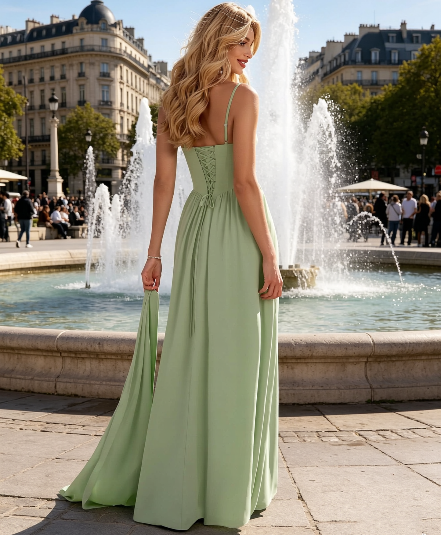 Women's A Line Chiffon Wedding Bridesmaid Dresses Sweetheart Pleated Party Gowns HE1692