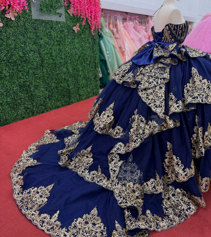 Tulle Lace Appliqued Crystal Luxury Blue Sweet 16 Quinceanera Dresses Birthday Gowns HE1610