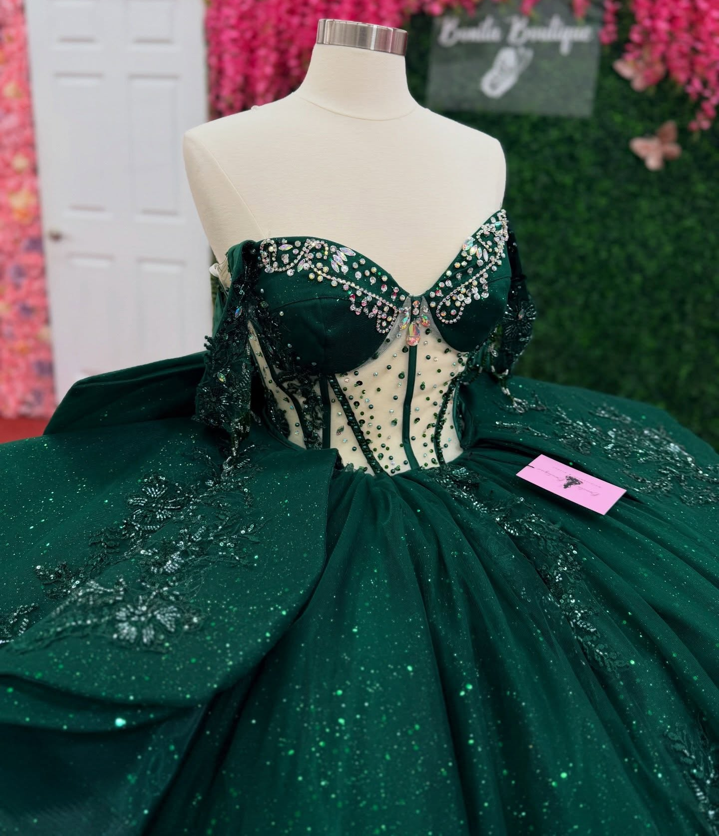 Ball Gown Glittery Tulle Lace Appliqued Green Quinceanera Dress for Sweet 16 HE1557