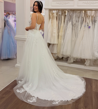 Sweetheart A-Linie Tüll 3D Blumen Strand Brautkleider für die Braut HE878