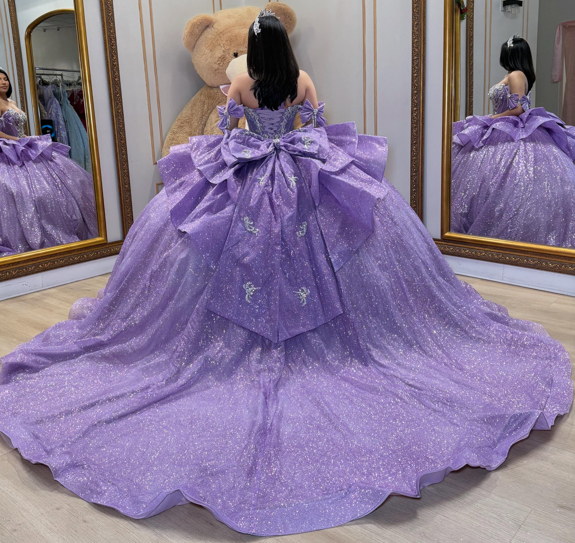 Off Shoulder Green Lace 3D Flowers Beaded Quinceanera Dress for Sweet