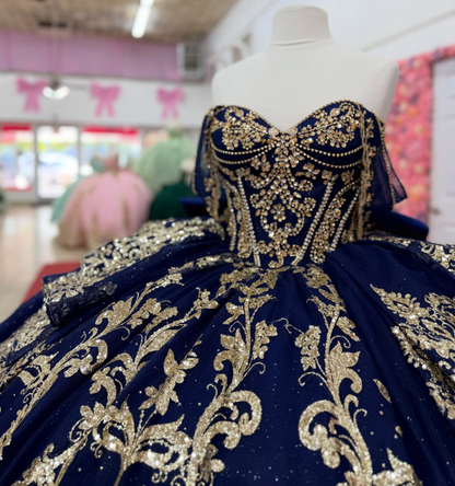 Tulle Lace Appliqued Crystal Luxury Blue Sweet 16 Quinceanera Dresses Birthday Gowns HE1610
