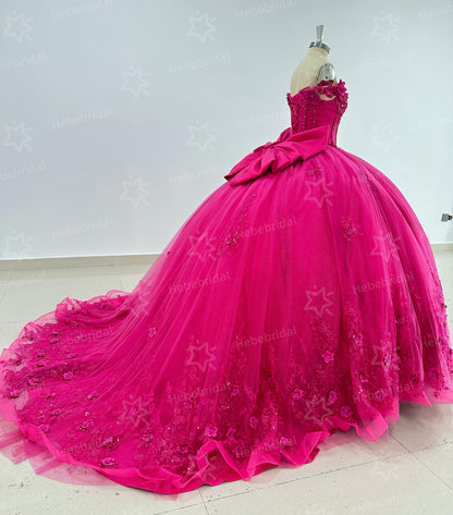 Ball Gown Princess Tulle Appliqued Quinceanera Dresses Sweet 16 Birthday Party Gowns HE1195