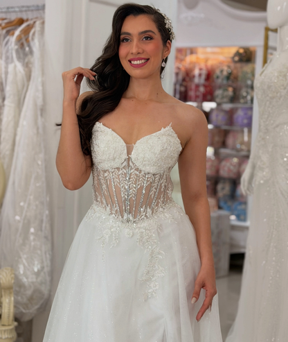 Sweetheart A-Linie Tüll 3D Blumen Strand Brautkleider für die Braut HE878
