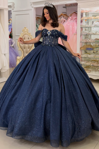 Vestidos de quinceañera con hombros descubiertos, tul princesa, apliques, vestidos de quinceañera HE530
