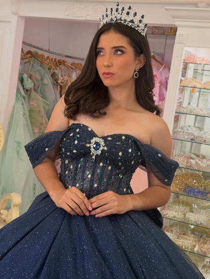 Vestidos de quinceañera con hombros descubiertos, tul princesa, apliques, vestidos de quinceañera HE530