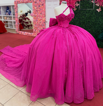 Sweetheart Tulle Lace Beaded Quinceanera Dresses Glittery Party Gowns for Sweet 15 HE1671