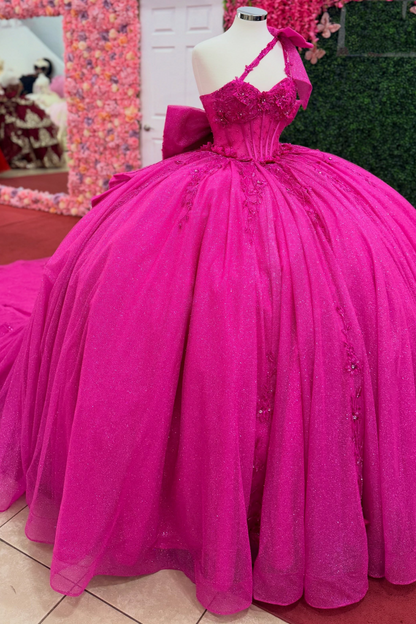 Sweetheart Tulle Lace Beaded Quinceanera Dresses Glittery Party Gowns for Sweet 15 HE1671