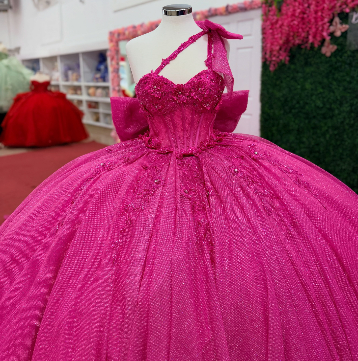 Sweetheart Tulle Lace Beaded Quinceanera Dresses Glittery Party Gowns for Sweet 15 HE1671