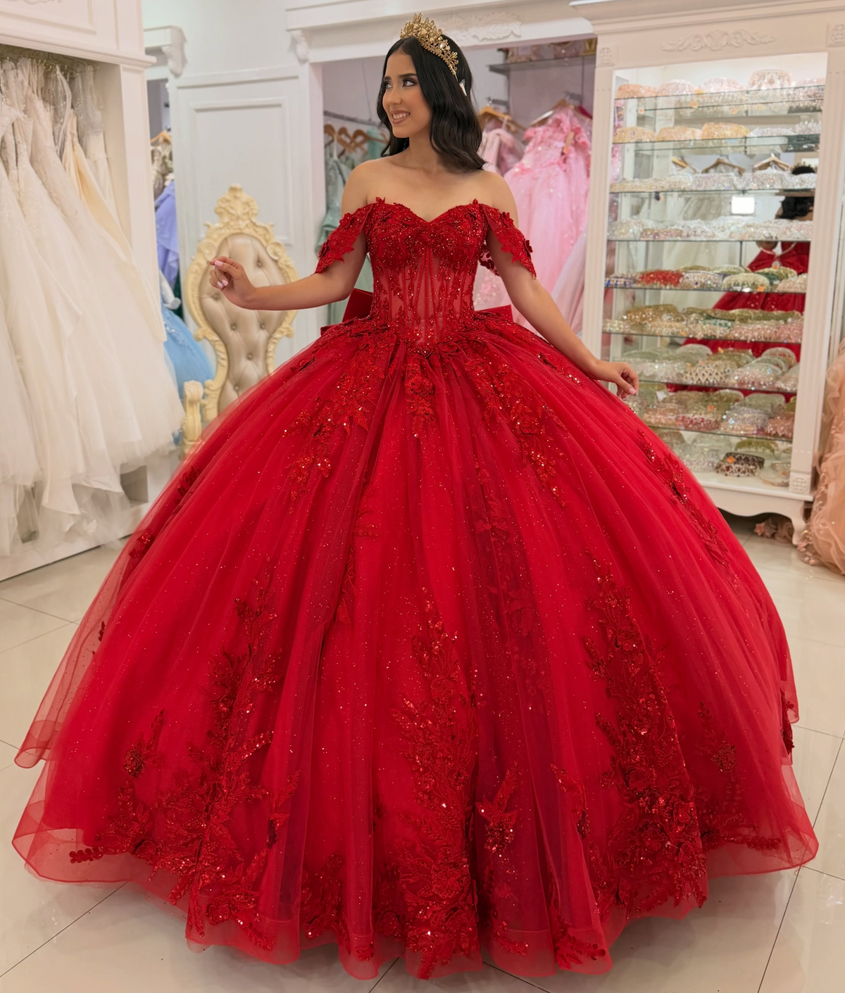 Vestidos de quinceañera con hombros descubiertos, tul princesa, apliques, vestidos de quinceañera HE530