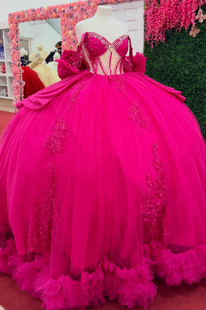 Ball Gown Princess Lace Beaded Quinceanera Dresses for Sweet 16 Celebration HE1702