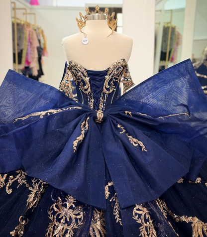 Luxury Lace Appliqued Tulle Sweet 16 Quinceanera Dresses Ball Gown Birthday Dress HE1706