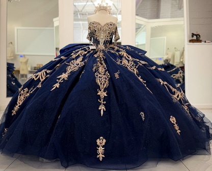 Luxury Lace Appliqued Tulle Sweet 16 Quinceanera Dresses Ball Gown Birthday Dress HE1706