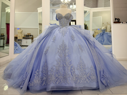 Vestidos de quinceañera con hombros descubiertos, tul princesa, apliques, vestidos de quinceañera HE530
