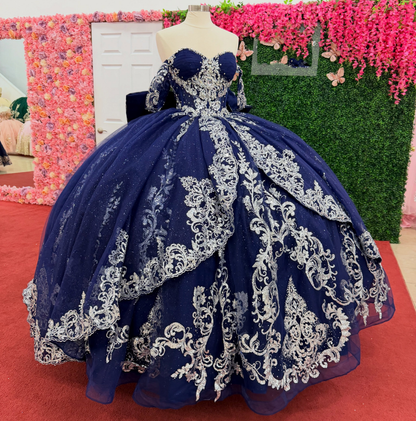 Princess Ball Gown Lace Appliqued Sweet 16 Quinceanera Dresses for Birthday HE1701