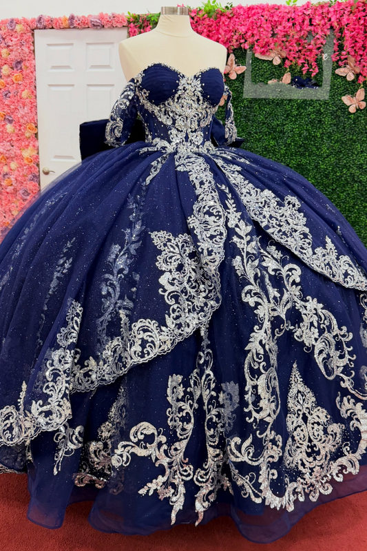 Princess Ball Gown Lace Appliqued Sweet 16 Quinceanera Dresses for Birthday HE1701