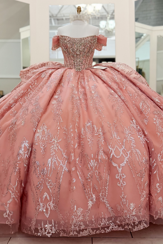 Off Shoulder Lace Crystal Beaded Luxury Quinceanera Dresses for Sweet 16 Party HE1699