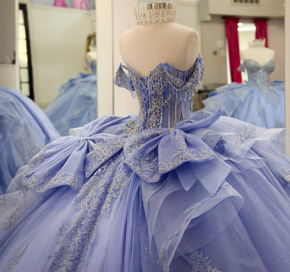 Vestidos de quinceañera con hombros descubiertos, tul princesa, apliques, vestidos de quinceañera HE530