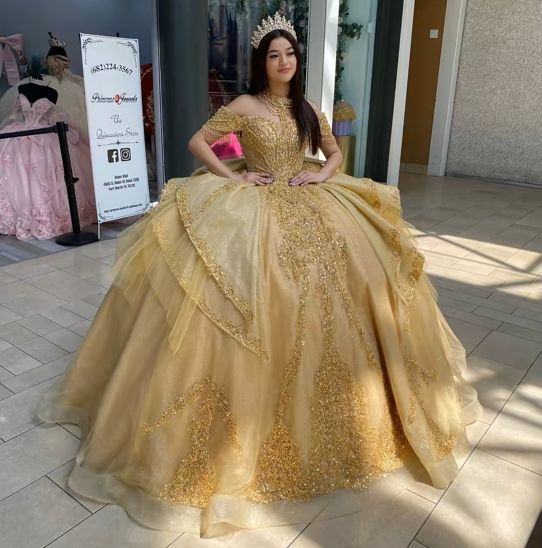 Vestidos de quinceañera con hombros descubiertos, tul princesa, apliques, vestidos de quinceañera HE530