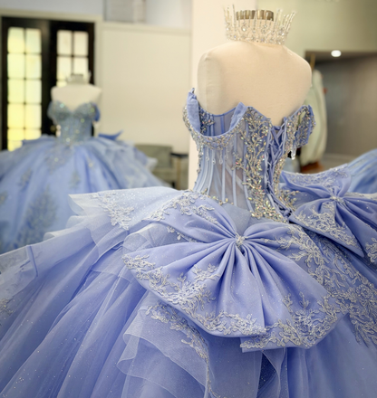 Vestidos de quinceañera con hombros descubiertos, tul princesa, apliques, vestidos de quinceañera HE530