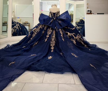 Luxury Lace Appliqued Tulle Sweet 16 Quinceanera Dresses Ball Gown Birthday Dress HE1706