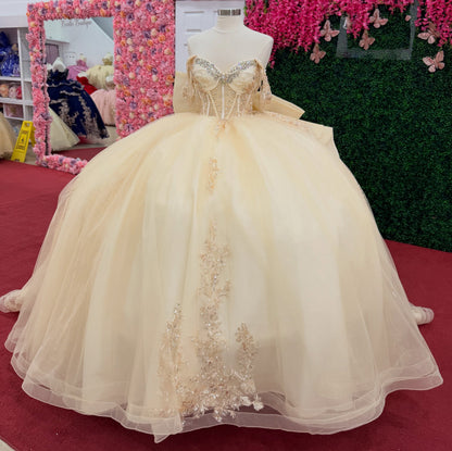 Vestidos de quinceañera con hombros descubiertos, tul princesa, apliques, vestidos de quinceañera HE530
