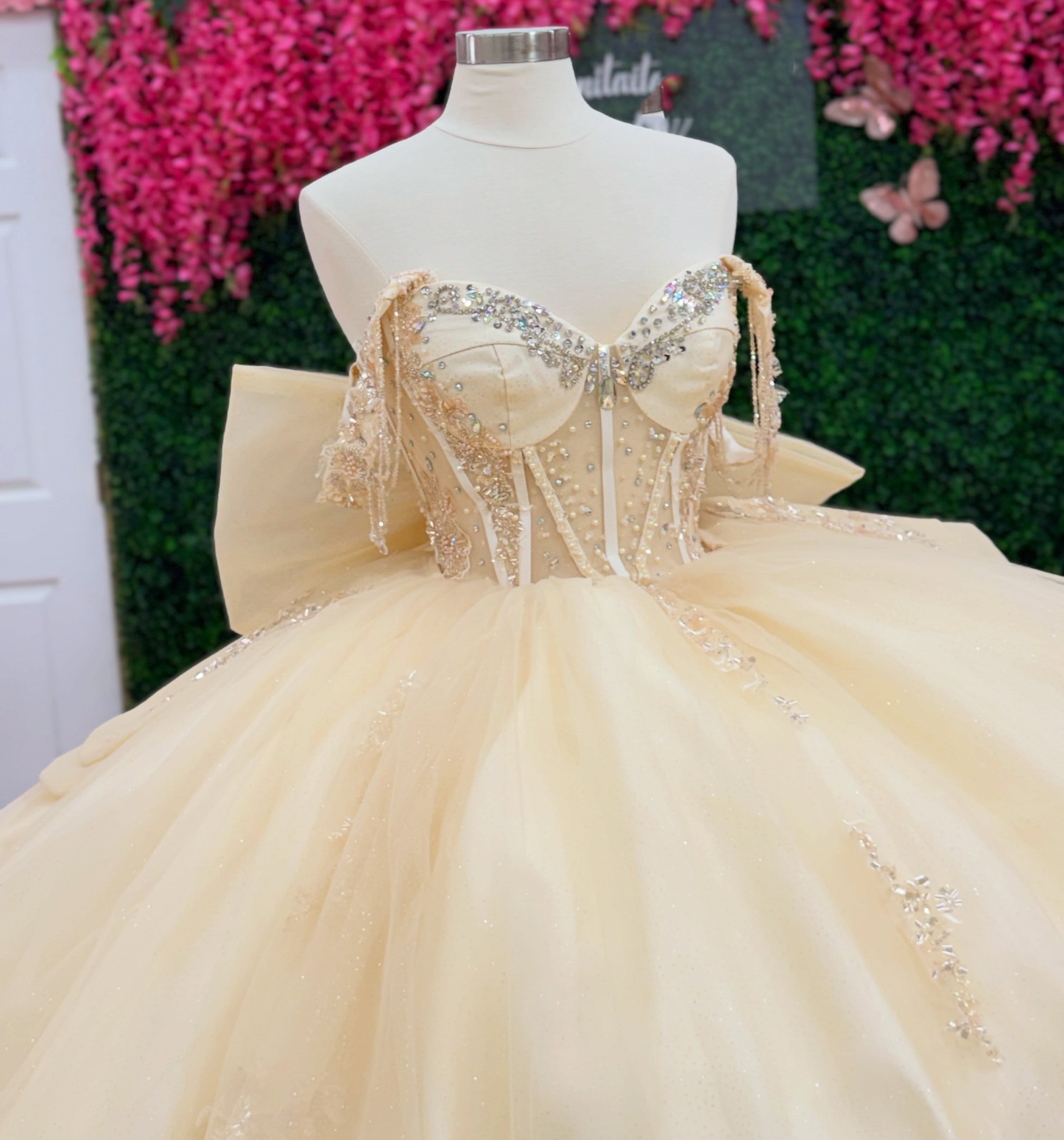 Vestidos de quinceañera con hombros descubiertos, tul princesa, apliques, vestidos de quinceañera HE530