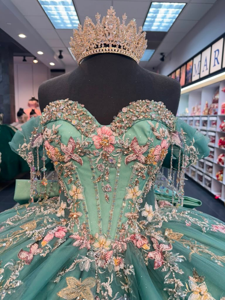Tulle 3d Flower Quinceanera Dresses Princess Ball Gown Sweet 16 Birthday Party Dress HE1816