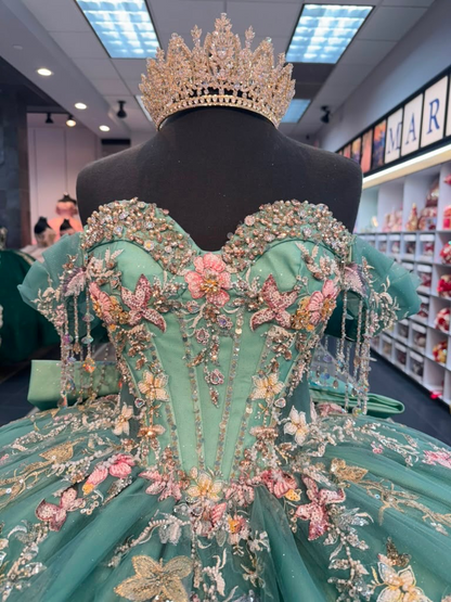 Tulle 3d Flower Quinceanera Dresses Princess Ball Gown Sweet 16 Birthday Party Dress HE1816