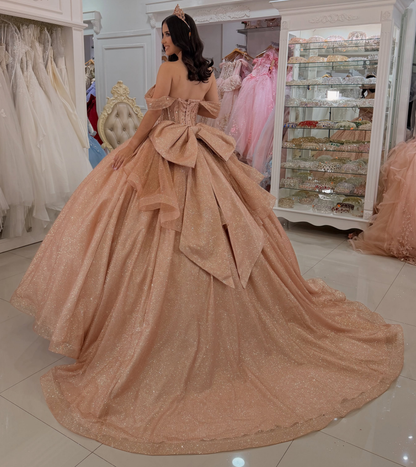 Vestidos de quinceañera con hombros descubiertos, tul princesa, apliques, vestidos de quinceañera HE530