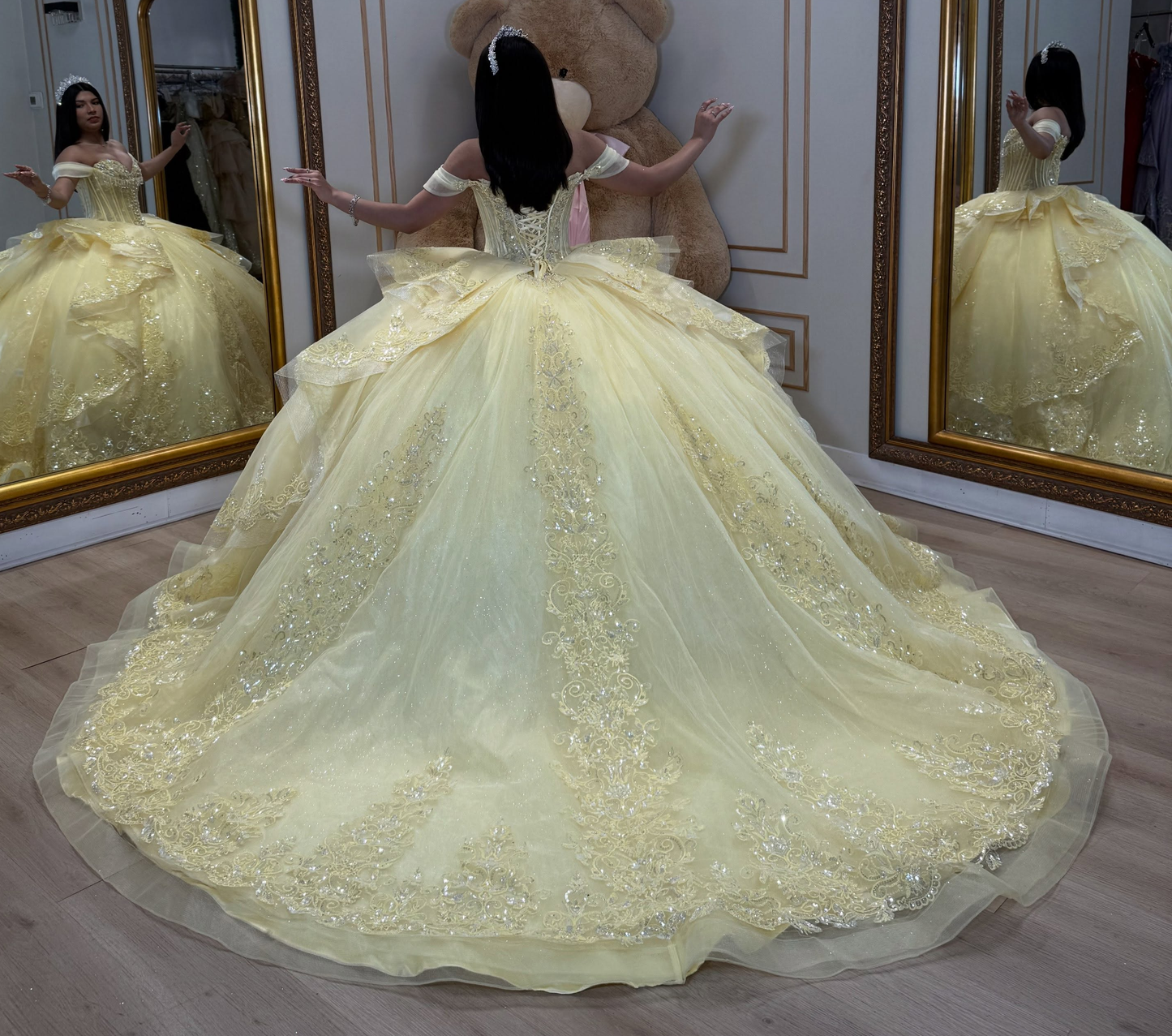 Vestidos de quinceañera con hombros descubiertos, tul princesa, apliques, vestidos de quinceañera HE530