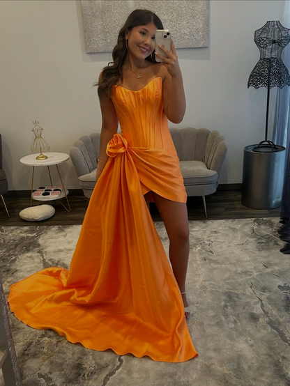 Sheath Satin Homecoming Dresses for Juniors Strapless Corset Cocktail Party Dress HE1739