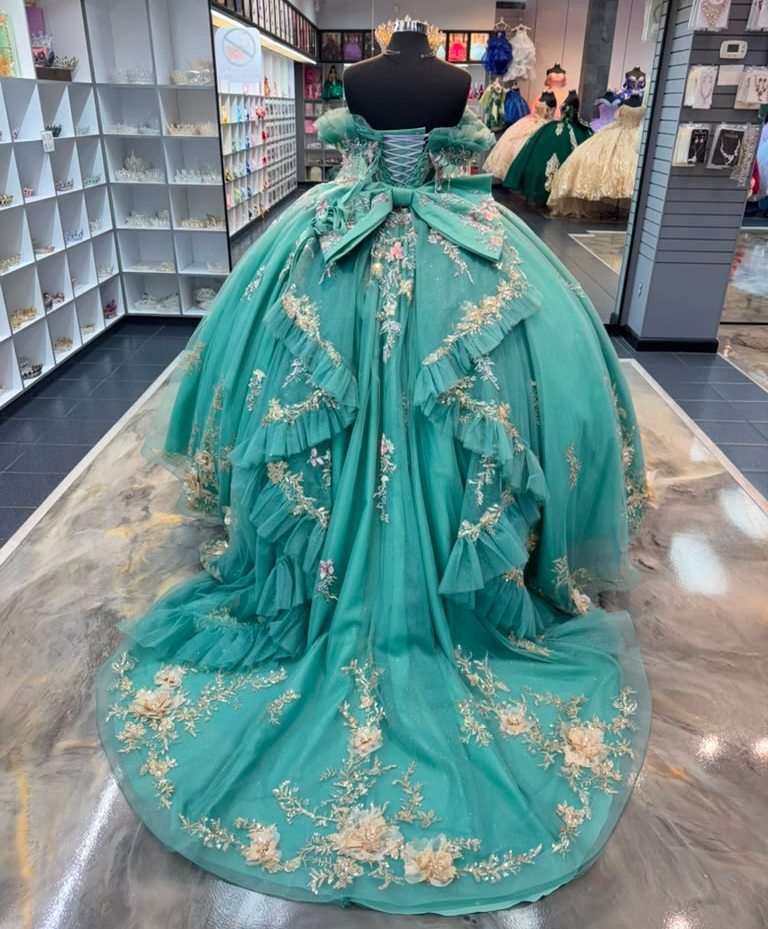 Tulle 3d Flower Quinceanera Dresses Princess Ball Gown Sweet 16 Birthday Party Dress HE1816