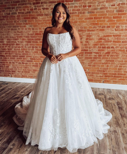 Women's Lace Appliqued Boho Wedding Dresses A Line Sweetheart Bridal Wedding Gowns HE1780