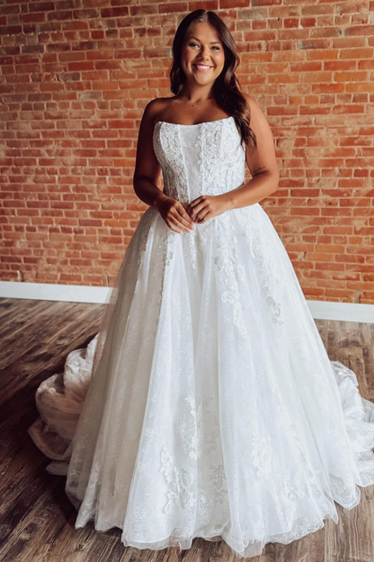 Women's Lace Appliqued Boho Wedding Dresses A Line Sweetheart Bridal Wedding Gowns HE1780