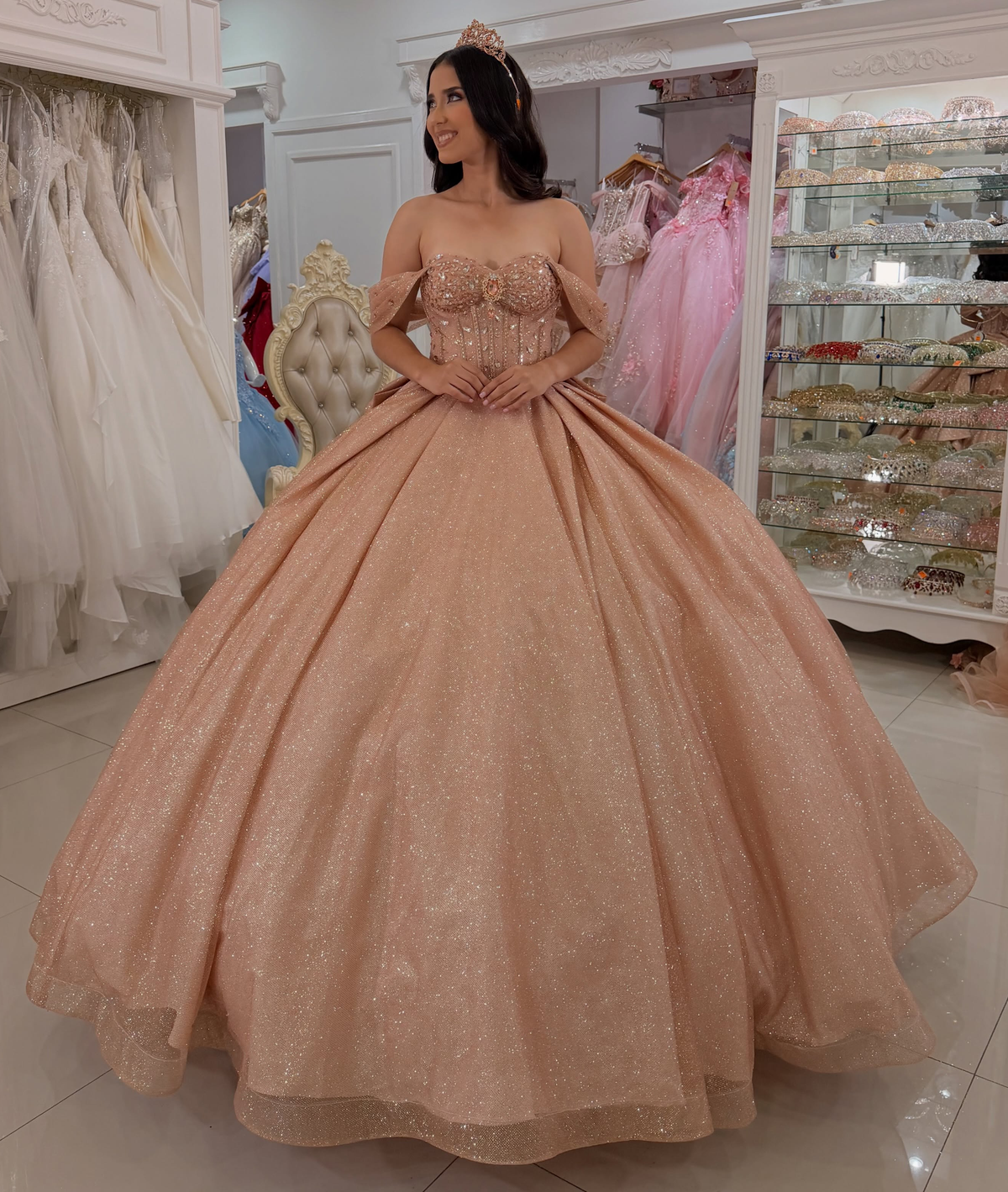 Vestidos de quinceañera con hombros descubiertos, tul princesa, apliques, vestidos de quinceañera HE530
