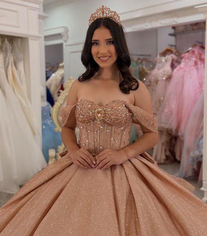 Vestidos de quinceañera con hombros descubiertos, tul princesa, apliques, vestidos de quinceañera HE530