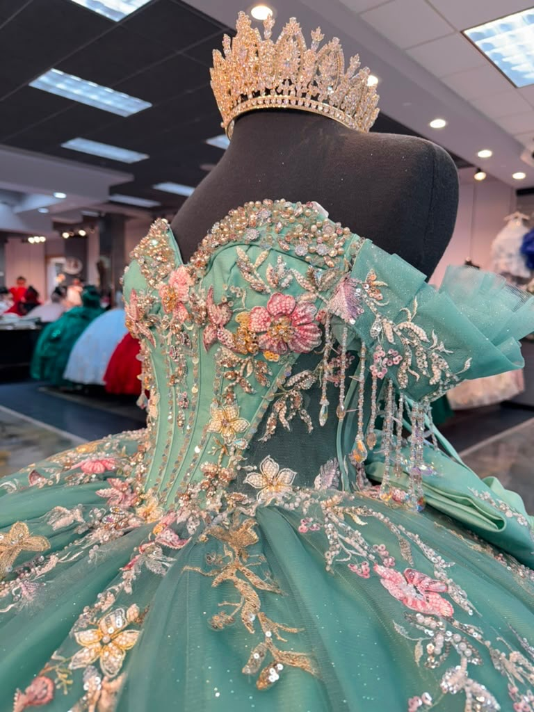 Tulle 3d Flower Quinceanera Dresses Princess Ball Gown Sweet 16 Birthday Party Dress HE1816
