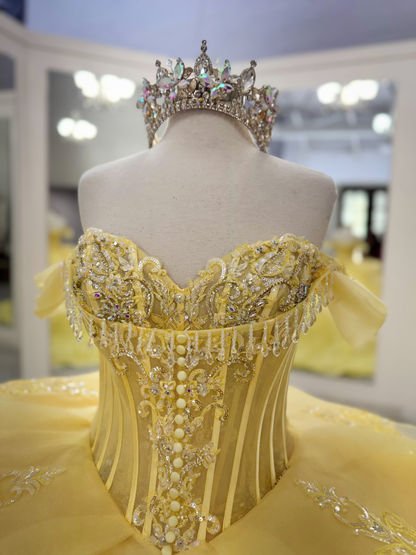 Princess Lace Appliqued Sweet 16 Quinceanera Dresses Off Shoulder Birthday Party Gowns HE1814