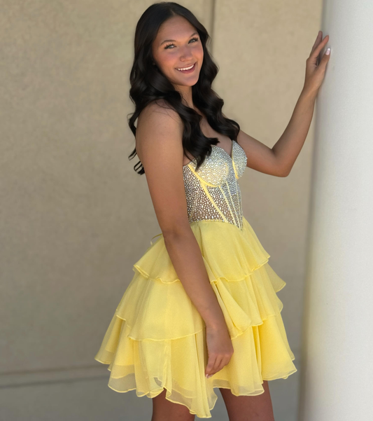 Sweetheart A Line Chiffon Beaded Homecoming Dresses for Juniors Short Party Gowns HE1838