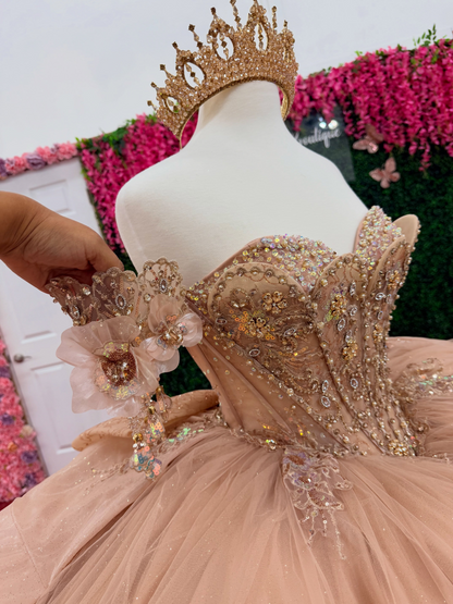 Vestidos de quinceañera con hombros descubiertos, tul princesa, apliques, vestidos de quinceañera HE530