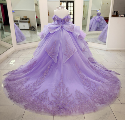 Vestidos de quinceañera con hombros descubiertos, tul princesa, apliques, vestidos de quinceañera HE530