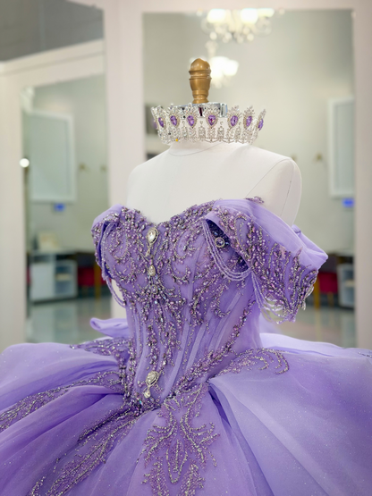 Vestidos de quinceañera con hombros descubiertos, tul princesa, apliques, vestidos de quinceañera HE530