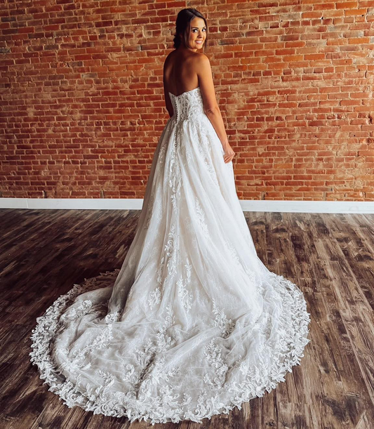 Women's Boho Lace Wedding Dresses Tulle Appliqued Bohemian Bridal Gowns HE1891